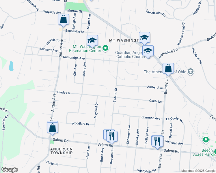 map of restaurants, bars, coffee shops, grocery stores, and more near 6317 Dawes Lane in Cincinnati