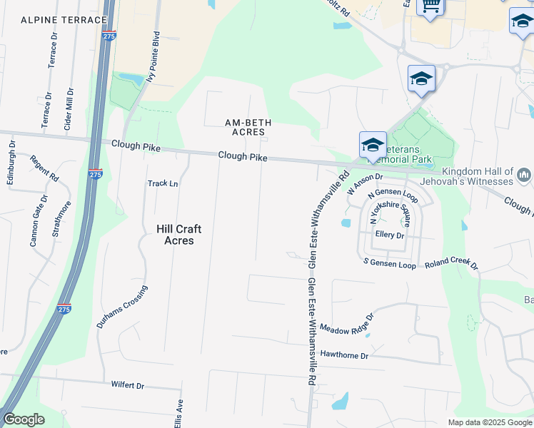 map of restaurants, bars, coffee shops, grocery stores, and more near 4199 Glen Este-Withamsville Road in Cincinnati