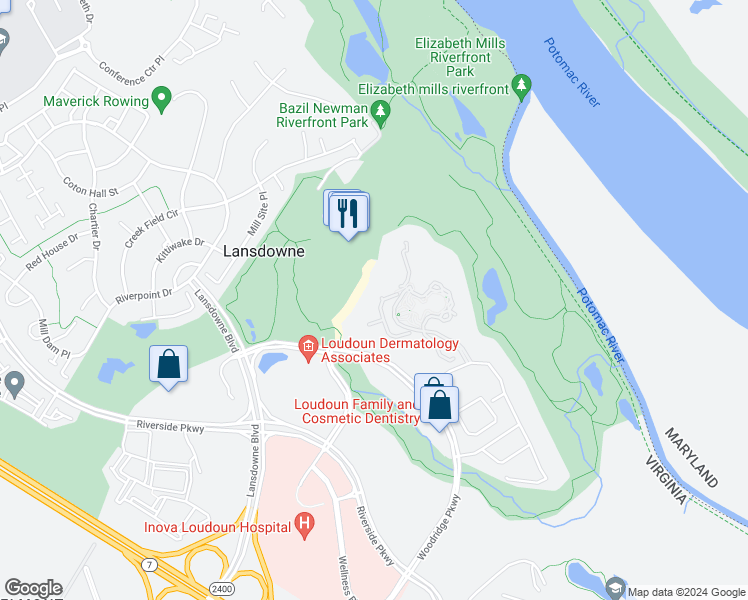 map of restaurants, bars, coffee shops, grocery stores, and more near 19365 Cypress Ridge Terrace in Leesburg