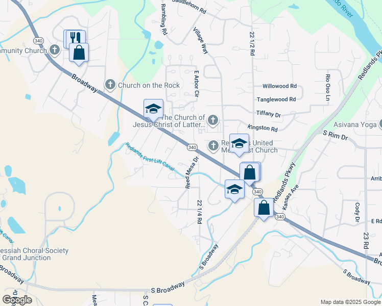 map of restaurants, bars, coffee shops, grocery stores, and more near 576-2298 Reed Mesa Drive in Grand Junction