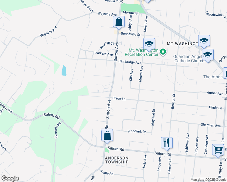 map of restaurants, bars, coffee shops, grocery stores, and more near 6114 Glade Avenue in Cincinnati