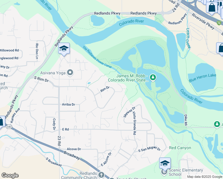 map of restaurants, bars, coffee shops, grocery stores, and more near 2337 S Falcon Point Ct in Grand Junction