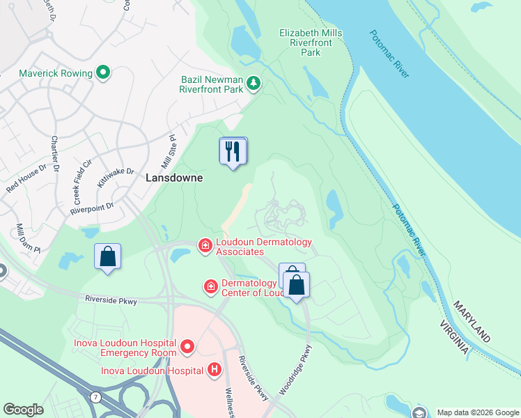 map of restaurants, bars, coffee shops, grocery stores, and more near 19365 Cypress Ridge Terrace in Leesburg