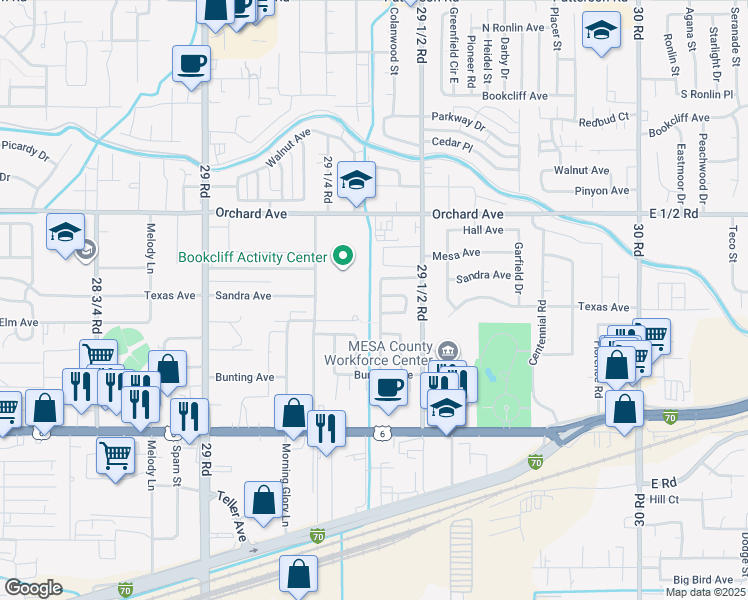 map of restaurants, bars, coffee shops, grocery stores, and more near 2936 Kennedy Avenue in Grand Junction
