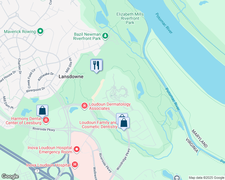 map of restaurants, bars, coffee shops, grocery stores, and more near Cypress Ridge Terrace in Leesburg