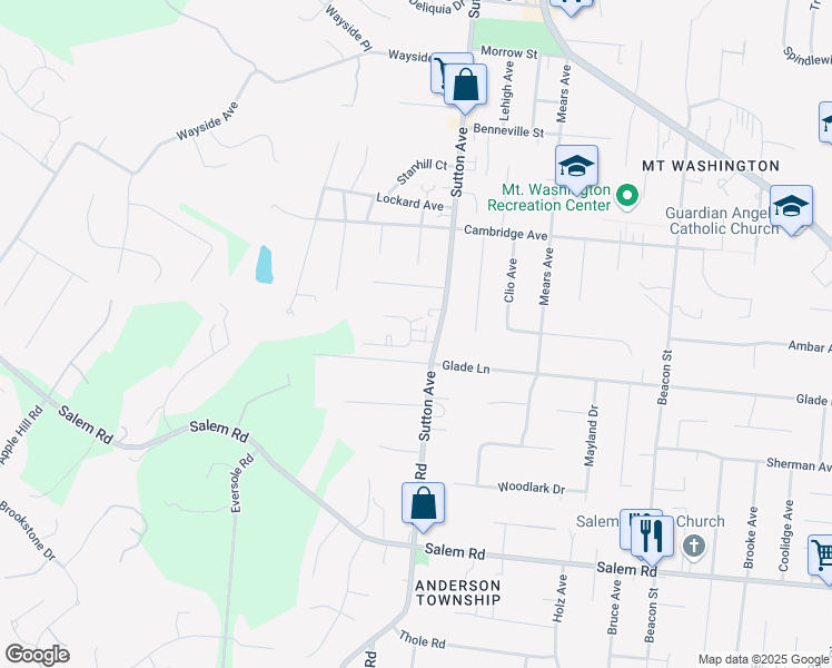 map of restaurants, bars, coffee shops, grocery stores, and more near 6082 Heis Terrace in Cincinnati