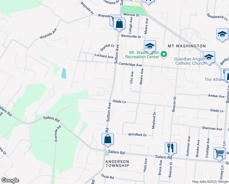 map of restaurants, bars, coffee shops, grocery stores, and more near 1551 Brandon Avenue in Cincinnati