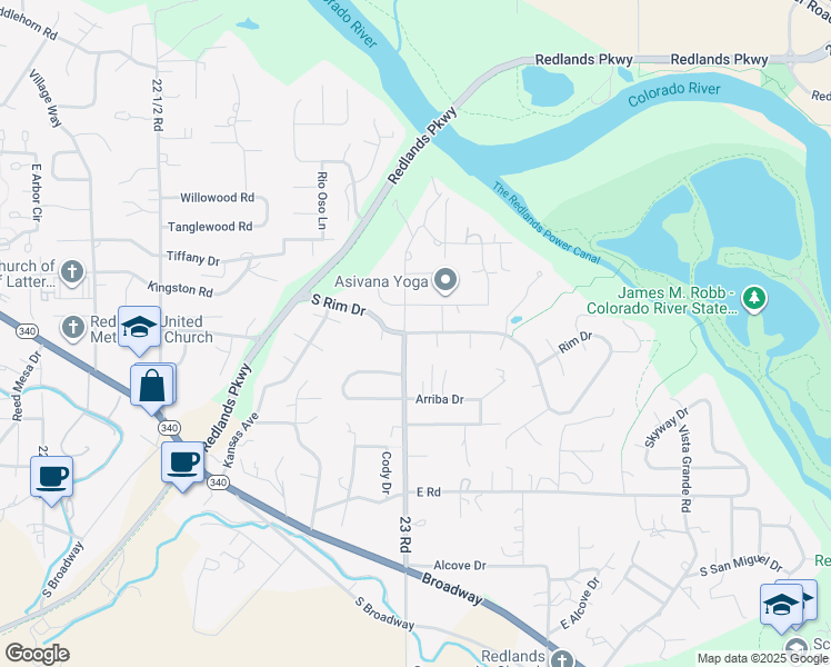 map of restaurants, bars, coffee shops, grocery stores, and more near 2305 Hacienda Street in Grand Junction
