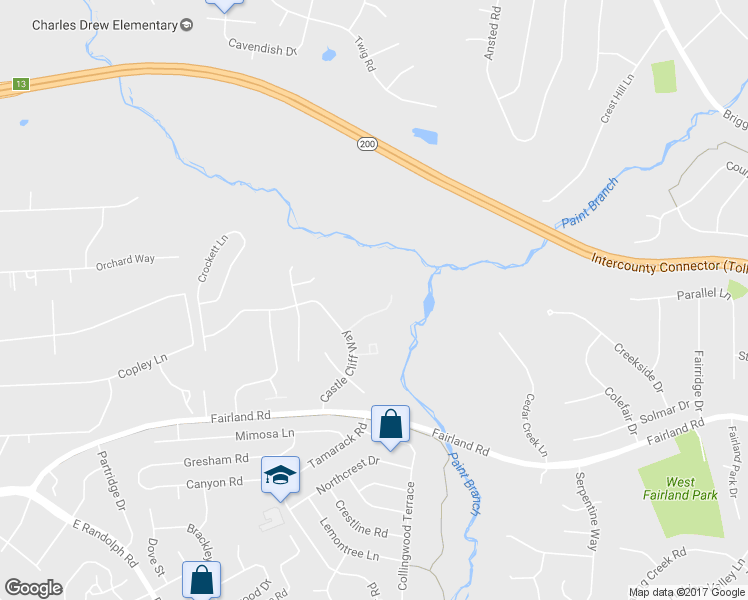 map of restaurants, bars, coffee shops, grocery stores, and more near 1546 Ivystone Court in Silver Spring