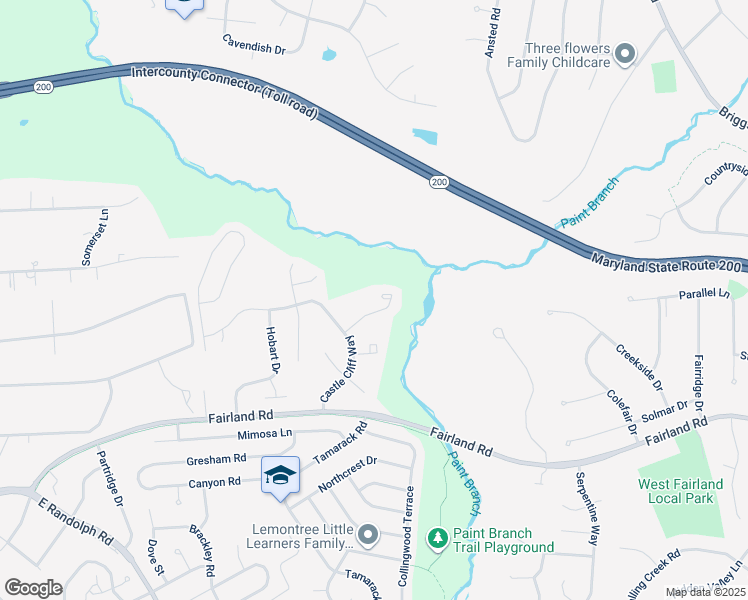 map of restaurants, bars, coffee shops, grocery stores, and more near 1546 Ivystone Court in Silver Spring