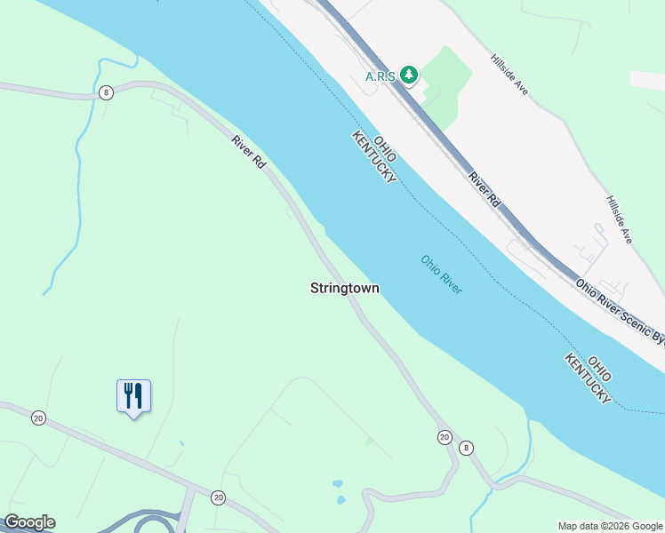 map of restaurants, bars, coffee shops, grocery stores, and more near 4768 River Road in Hebron