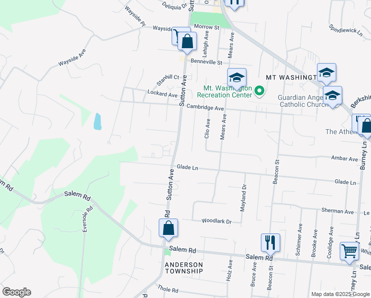 map of restaurants, bars, coffee shops, grocery stores, and more near 1551 Brandon Avenue in Cincinnati