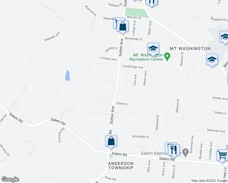 map of restaurants, bars, coffee shops, grocery stores, and more near 6047 Virbet Drive in Cincinnati