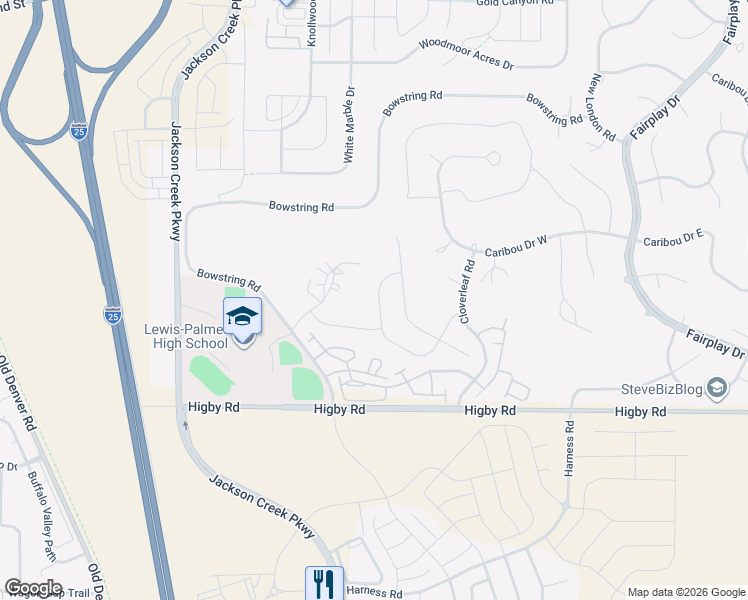 map of restaurants, bars, coffee shops, grocery stores, and more near 17358 Crimson Clover Drive in Monument