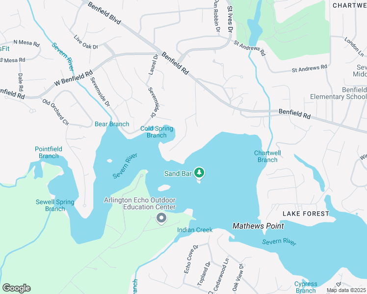 map of restaurants, bars, coffee shops, grocery stores, and more near 447 Holly Farms Road in Severna Park