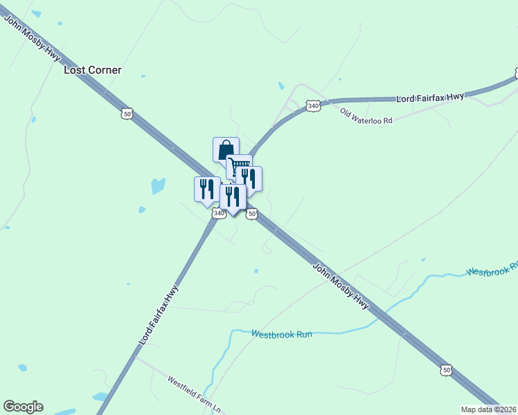 map of restaurants, bars, coffee shops, grocery stores, and more near 8152 John Mosby Highway in Boyce