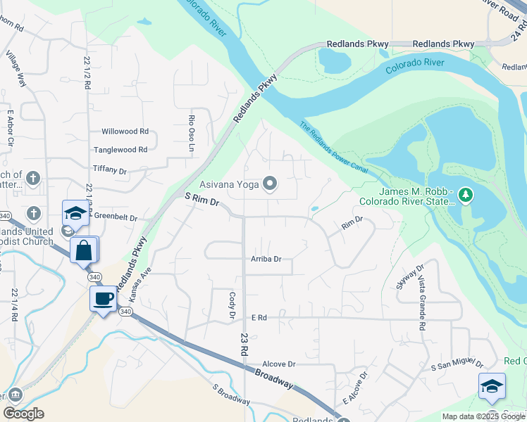 map of restaurants, bars, coffee shops, grocery stores, and more near 2305 Hacienda Street in Grand Junction