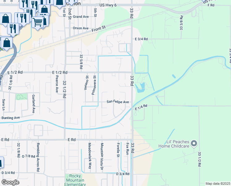 map of restaurants, bars, coffee shops, grocery stores, and more near 540 Arrow Court in Clifton