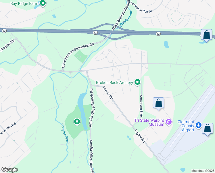 map of restaurants, bars, coffee shops, grocery stores, and more near 4264 Taylor Road in Batavia