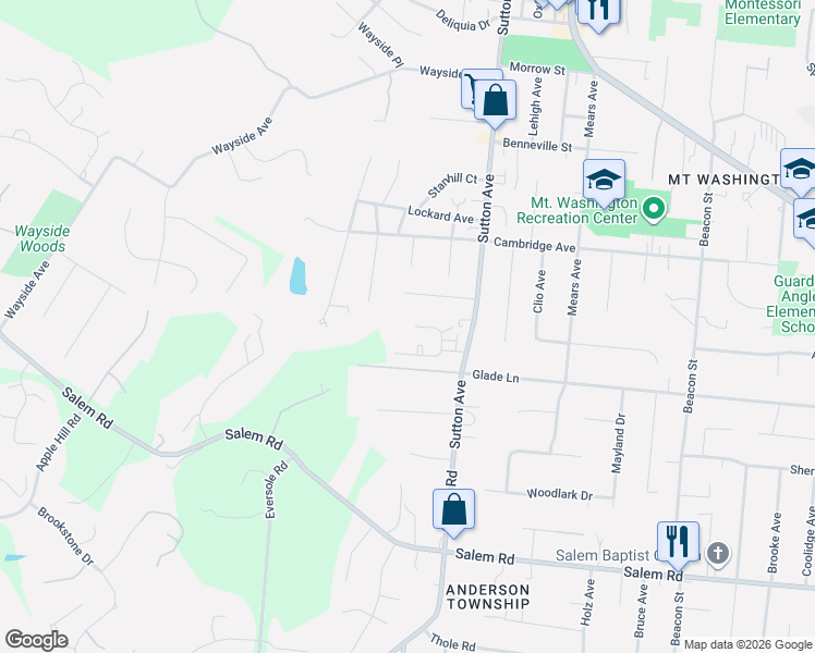 map of restaurants, bars, coffee shops, grocery stores, and more near 1536 Beth Lane in Cincinnati