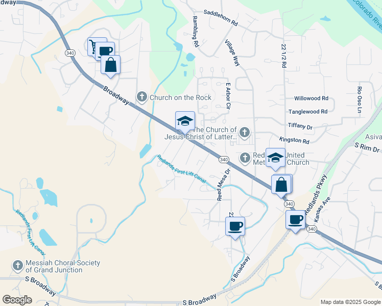 map of restaurants, bars, coffee shops, grocery stores, and more near 592 Oriole Drive in Grand Junction