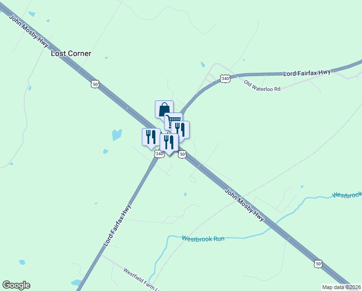map of restaurants, bars, coffee shops, grocery stores, and more near 8152 John Mosby Hwy in Boyce