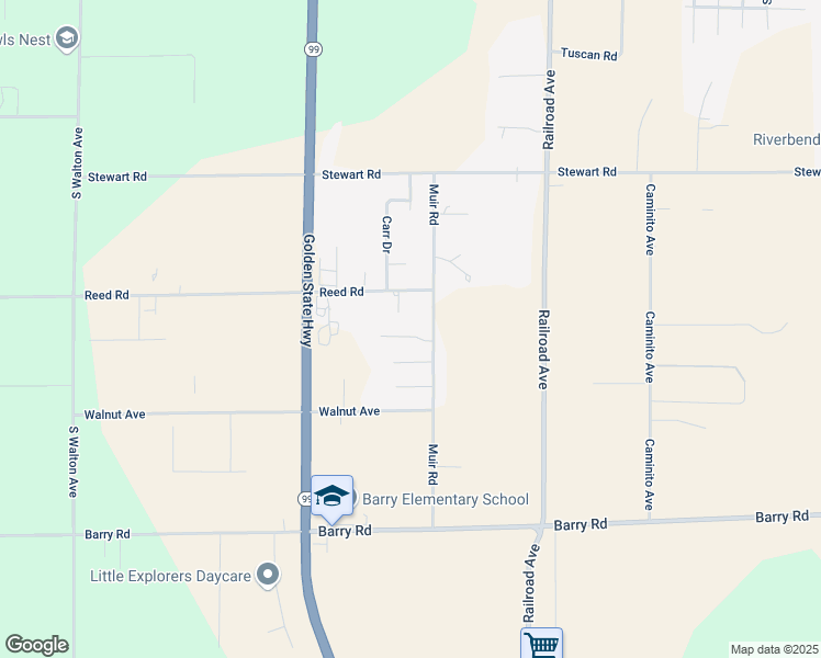 map of restaurants, bars, coffee shops, grocery stores, and more near 1145 Larry Way in Yuba City