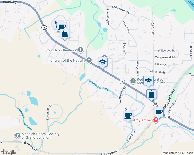 map of restaurants, bars, coffee shops, grocery stores, and more near 531 Mockingbird Ln in Grand Junction