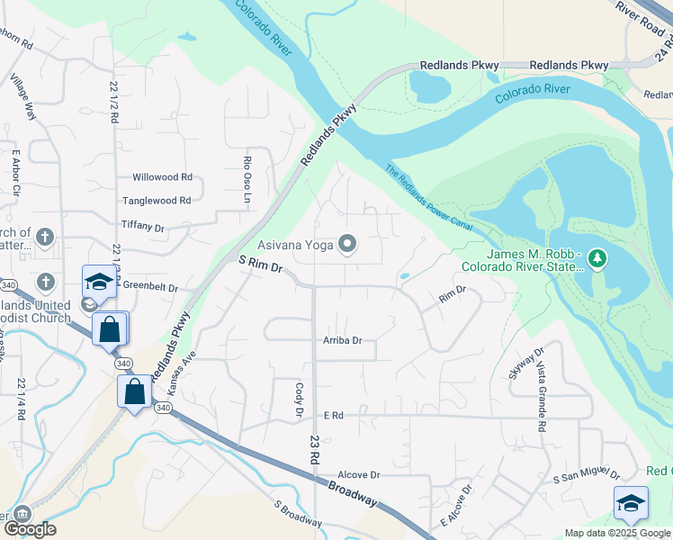 map of restaurants, bars, coffee shops, grocery stores, and more near 2305 Hacienda Street in Grand Junction