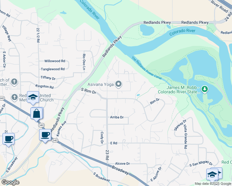 map of restaurants, bars, coffee shops, grocery stores, and more near 535 Hacienda Drive in Grand Junction