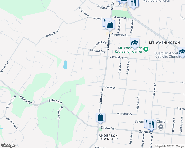 map of restaurants, bars, coffee shops, grocery stores, and more near 1536 Beth Lane in Cincinnati