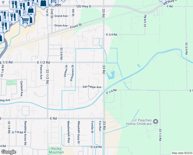 map of restaurants, bars, coffee shops, grocery stores, and more near 540 Arrow Court in Clifton