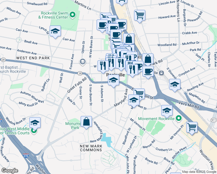 map of restaurants, bars, coffee shops, grocery stores, and more near 101 Independence Avenue Southeast in Washington