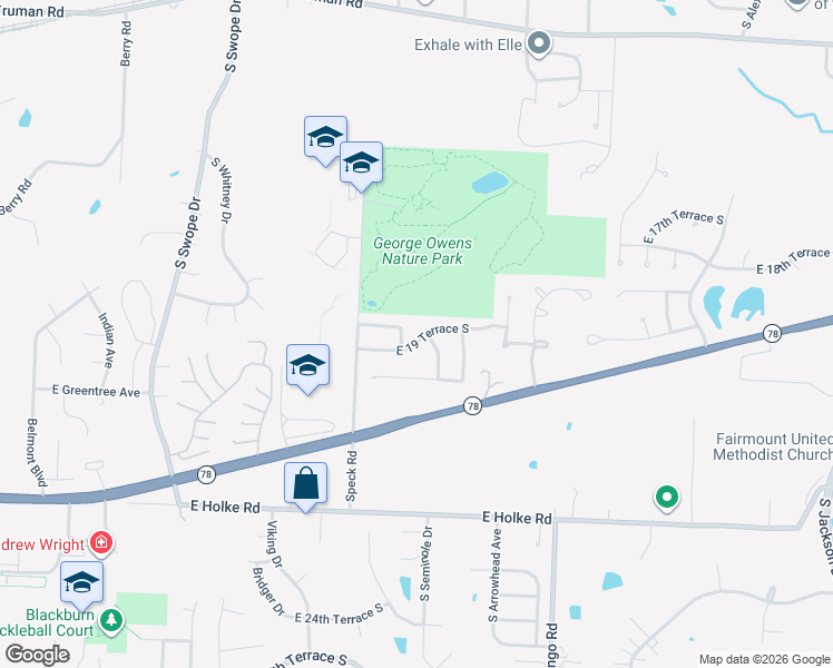 map of restaurants, bars, coffee shops, grocery stores, and more near 18518 East 19 Terrace South in Independence