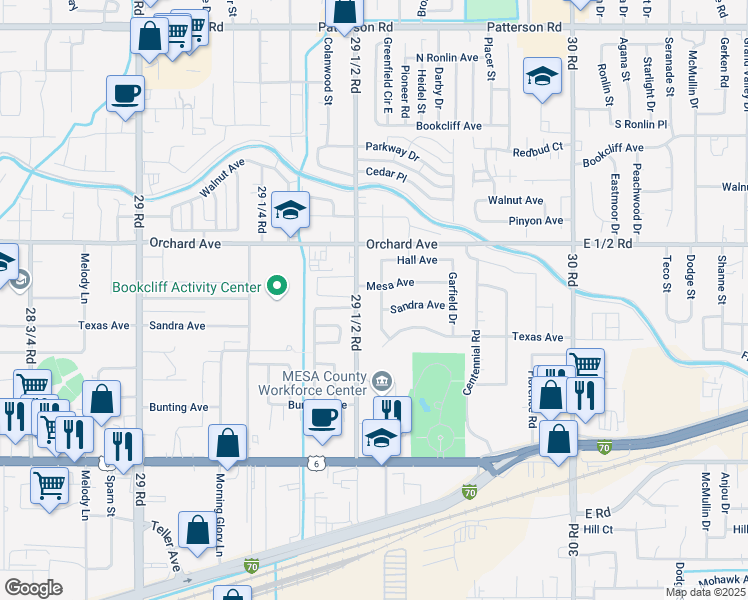 map of restaurants, bars, coffee shops, grocery stores, and more near 538 29 1/2 Road in Grand Junction