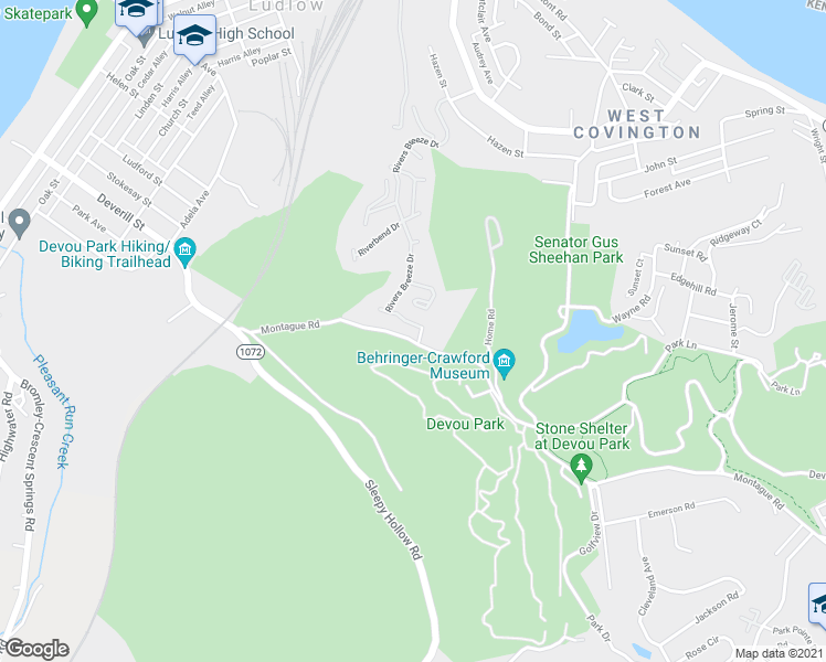 map of restaurants, bars, coffee shops, grocery stores, and more near 401 Southwind Lane in Ludlow