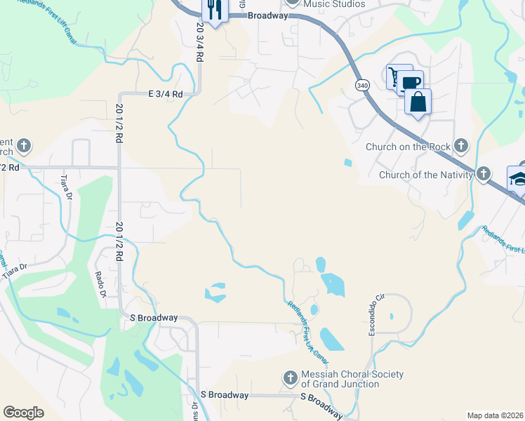 map of restaurants, bars, coffee shops, grocery stores, and more near 2085 East 1/2 Road in Grand Junction