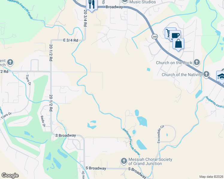 map of restaurants, bars, coffee shops, grocery stores, and more near 2085 East 1/2 Road in Grand Junction