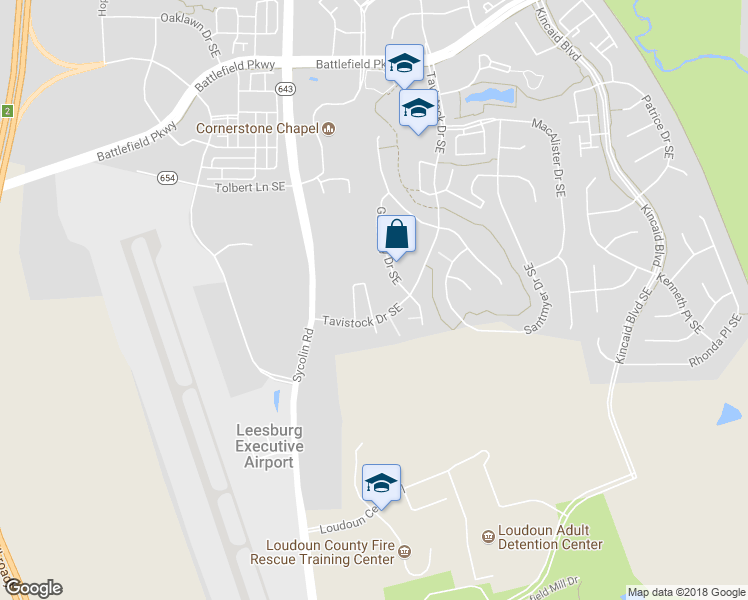 map of restaurants, bars, coffee shops, grocery stores, and more near 831 Tall Oaks Square in Leesburg