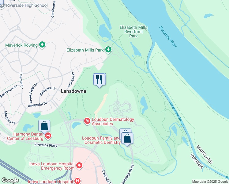 map of restaurants, bars, coffee shops, grocery stores, and more near 19355 Cypress Ridge Terrace in Leesburg
