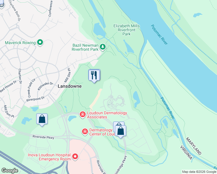 map of restaurants, bars, coffee shops, grocery stores, and more near 19355 Cypress Ridge Terrace in Leesburg