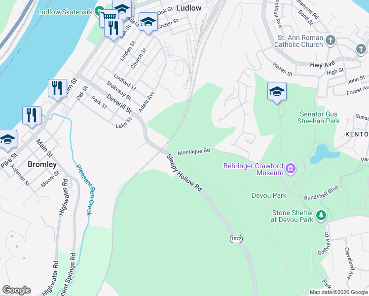 map of restaurants, bars, coffee shops, grocery stores, and more near 1425-1799 Montague Rd in Covington