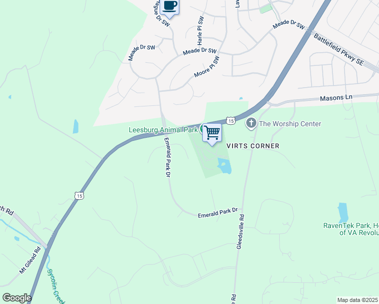 map of restaurants, bars, coffee shops, grocery stores, and more near 40710 Jade Court in Leesburg