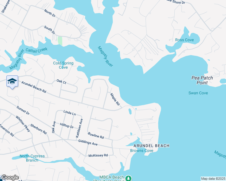 map of restaurants, bars, coffee shops, grocery stores, and more near 477 Maple Road in Severna Park