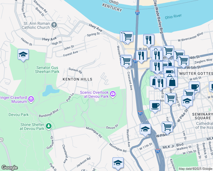 map of restaurants, bars, coffee shops, grocery stores, and more near 108 Winding Way in Covington