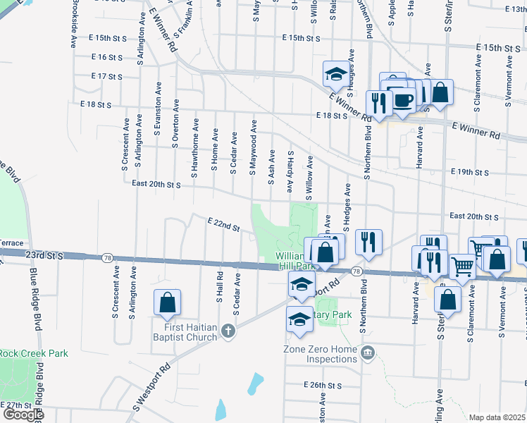 map of restaurants, bars, coffee shops, grocery stores, and more near 2001 South Ash Avenue in Independence