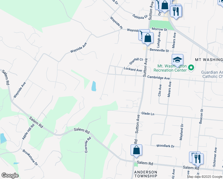 map of restaurants, bars, coffee shops, grocery stores, and more near 1634 Longbourn Street in Cincinnati