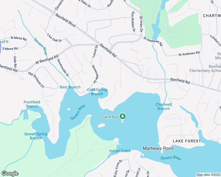 map of restaurants, bars, coffee shops, grocery stores, and more near 436 Holly Farms Road in Severna Park