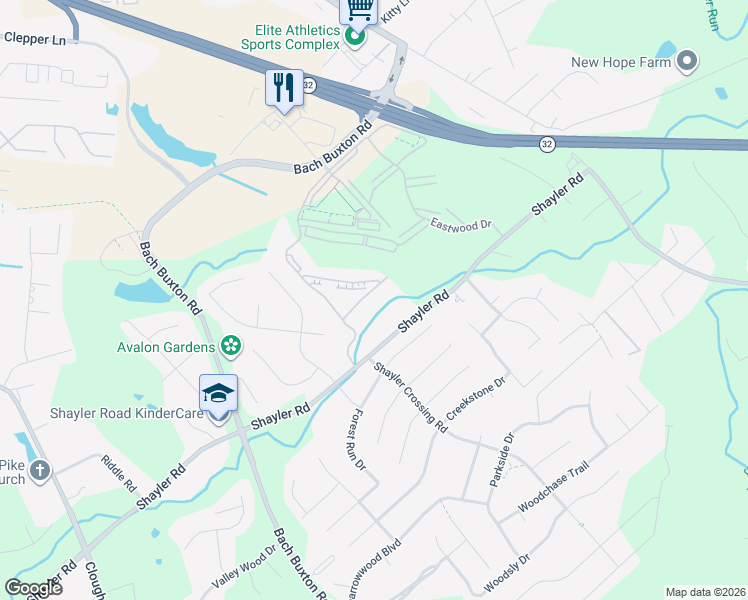 map of restaurants, bars, coffee shops, grocery stores, and more near 4196 Long Lake Drive in Batavia