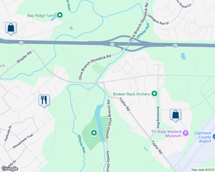 map of restaurants, bars, coffee shops, grocery stores, and more near 4312 Amelia-Olive Branch Rd in Batavia